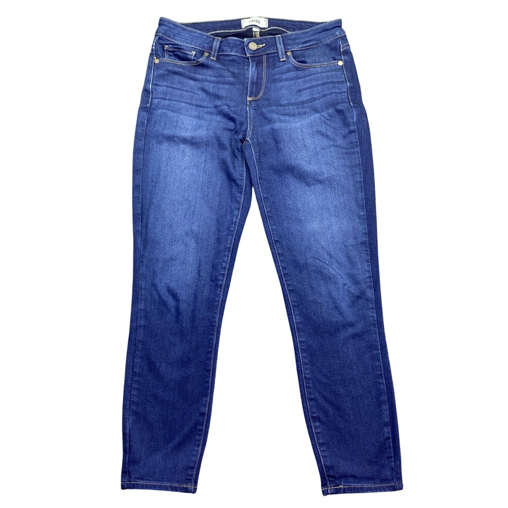 PAIGE Verdugo Crop Jeans Womens 28 Dark Wash Skinny Stretch Denim Grunge